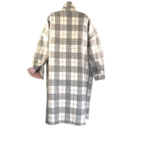 Anthropologie If By Sea Plaid Long Bobbie Shirt Jacket Shacket Gray - Picture 10 of 15